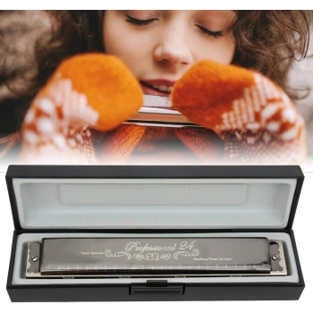 24-otworowa polifoniczna harmonijka ustna - Czarny, klucz G{22050000538]